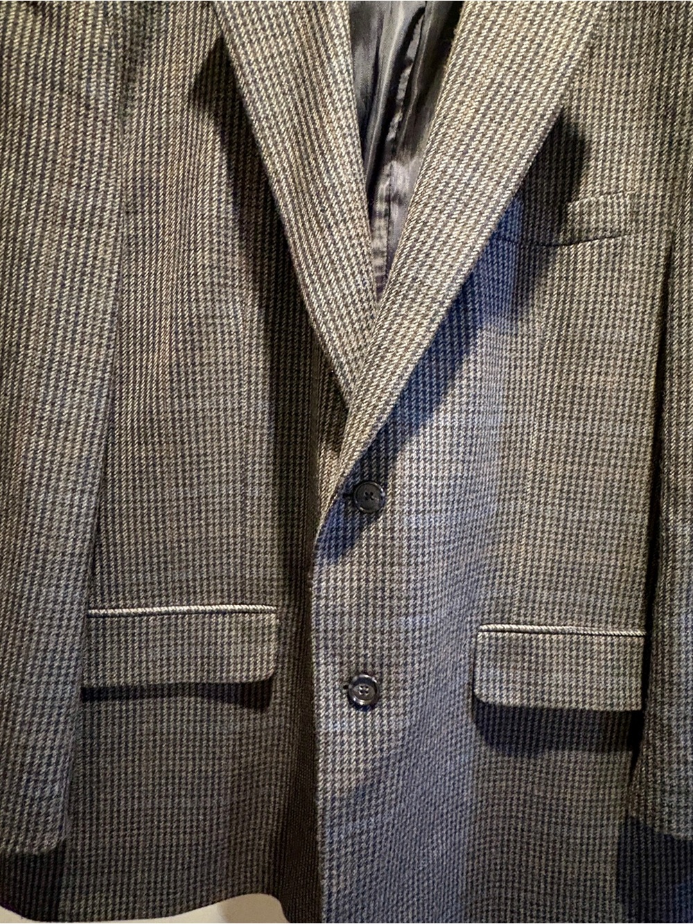 Club Room Macy’s Men 48R Wool Cashmere Gray Check Blazer Sport Coat